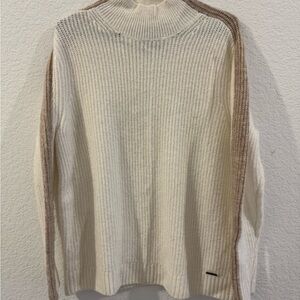Abercrombie & Fitch Oversized Mock Neck Sweater Large Cream Stripe